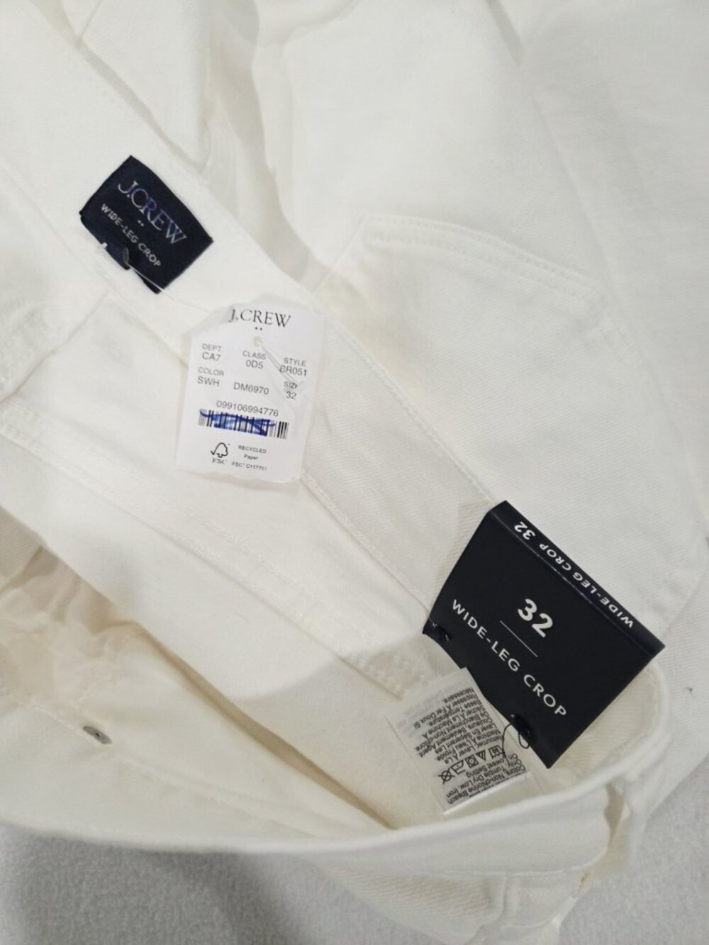 NWT J Crew Wide Leg Cropped 32 Womens Jean All Day Stretch White Raw Hem Coastal - Picture 9 of 9